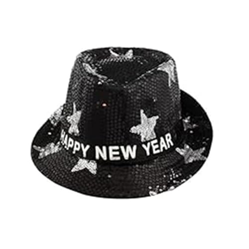 Elegante Stern-gemusterte LED-Hüte für Neujahrsfeier, blinkende Pailletten in Schwarz, Silber, Gold Elegante Stern-gemusterte LED-Hüte für Neujahrsfeier, blinkende Pailletten in Schwarz, Silber, Gold von Shntig
