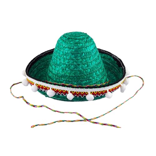Festliche Mexikanische Sombrero 20/40/60 Cm Durchmesser Hawaiian Styles Mit Weißem Pompoms Strohhut von Shntig
