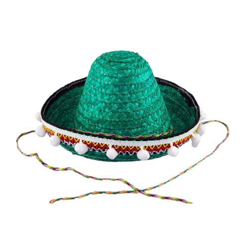 Festliche Mexikanische Sombrero 20/40/60 Cm Durchmesser Hawaiian Styles Mit Weißem Pompoms Strohhut von Shntig