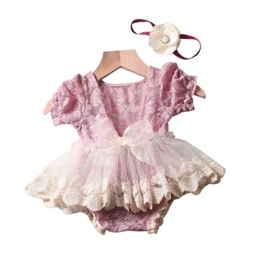 Fotoshootings-Set für Neugeborene, Spitzen-Strampler, Kleid, Blume, Stirnband, Foto-Requisiten, Mädchen, Foto-Kostüm, Kleinkind-Fotoanzug, 2 Stück Fotoshootings-Set für Neugeborene, Spitzen-Strampler, Kleid, Blume, Stirnband, Foto-Requisiten, Mädchen, Foto-Kostüm, Kleinkind-Fotoanzug, 2 Stück von Shntig