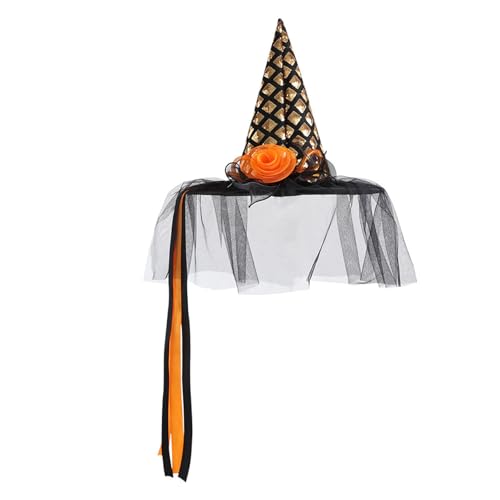 Halloween-Zaubererhut mit Schleiern, stilvolle Kappen für Erwachsene und Frauen, Kostümdekoration, leuchtender Hexenhut für Maskerade Halloween-Zaubererhut mit Schleiern, stilvolle Kappen für Erwachsene und Frauen, Kostümdekoration, leuchtender Hexenhut für Maskerade von Shntig