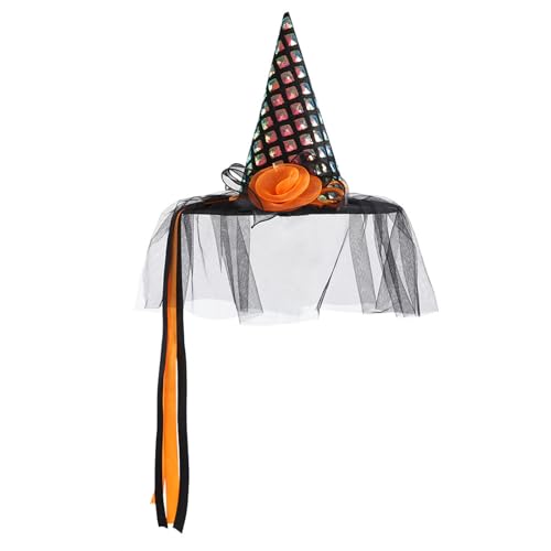 Halloween-Zaubererhut mit Schleiern, stilvolle Kappen für Erwachsene und Frauen, Kostümdekoration, leuchtender Hexenhut für Maskerade Halloween-Zaubererhut mit Schleiern, stilvolle Kappen für Erwachsene und Frauen, Kostümdekoration, leuchtender Hexenhut für Maskerade von Shntig