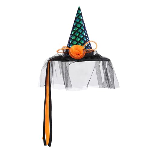 Halloween-Zaubererhut mit Schleiern, stilvolle Kappen für Erwachsene und Frauen, Kostümdekoration, leuchtender Hexenhut für Maskerade Halloween-Zaubererhut mit Schleiern, stilvolle Kappen für Erwachsene und Frauen, Kostümdekoration, leuchtender Hexenhut für Maskerade von Shntig