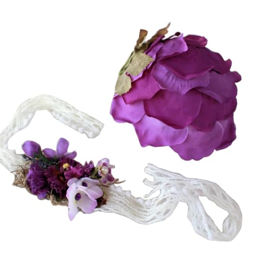 Schöne Foto-Requisiten für Neugeborene, Blumen-Haarband mit Hintern, Set für Jungen und Mädchen, Fotoshooting-Requisiten für 0–3 Monate alte Babys von Shntig