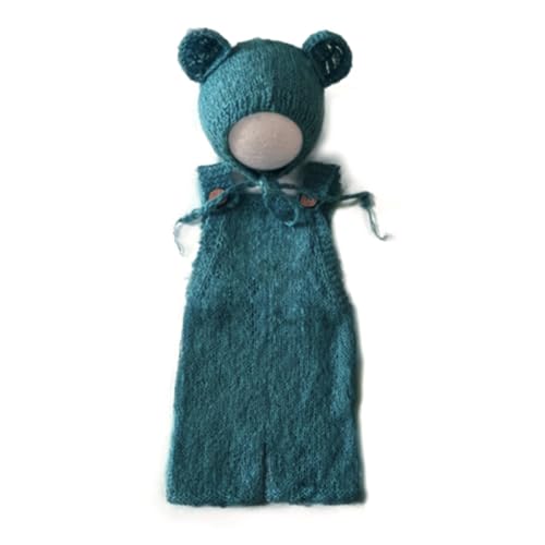 Schöne Foto-Requisiten für Neugeborene, Jungen, Mädchen, Outfits, Mohair-Bär-Hut, Haube und Strampler, Bodysuit, Fotoshooting-Kostüm-Set von Shntig