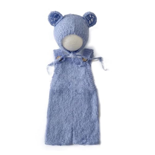 Schöne Foto-Requisiten für Neugeborene, Jungen, Mädchen, Outfits, Mohair-Bär-Hut, Haube und Strampler, Bodysuit, Fotoshooting-Kostüm-Set von Shntig