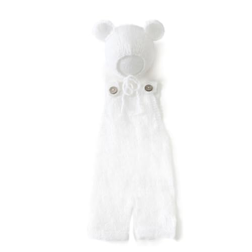 Schöne Foto-Requisiten für Neugeborene, Jungen, Mädchen, Outfits, Mohair-Bär-Hut, Haube und Strampler, Bodysuit, Fotoshooting-Kostüm-Set von Shntig