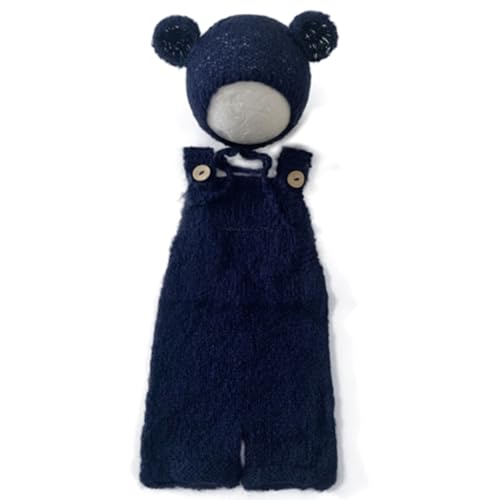 Schöne Foto-Requisiten für Neugeborene, Jungen, Mädchen, Outfits, Mohair-Bär-Hut, Haube und Strampler, Bodysuit, Fotoshooting-Kostüm-Set von Shntig
