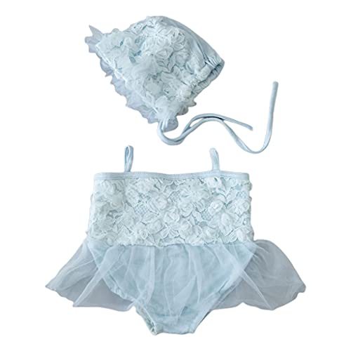 Shntig 2 Stück/Set Baby Mädchen Outfit Spitze Hut Kleid Set Fotografie Requisiten Outfit Säugling Spitze Kleidung Neugeborene von Shntig