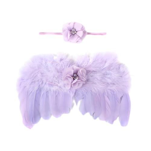 Shntig 2 x Foto-Requisiten für Neugeborene, Flügel und Blume, Stirnband, Kopfschmuck, Baby-Fotoshooting-Requisiten, Säuglingskostüm von Shntig
