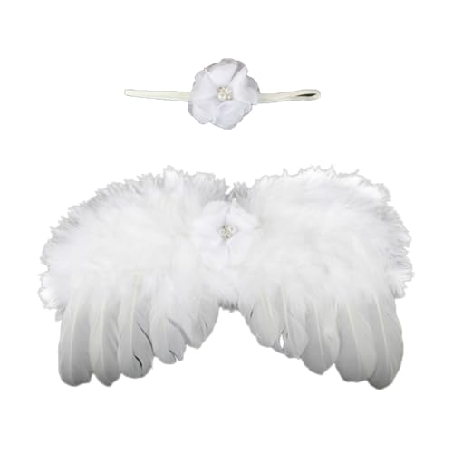 Shntig 2 x Foto-Requisiten für Neugeborene, Flügel und Blume, Stirnband, Kopfschmuck, Baby-Fotoshooting-Requisiten, Säuglingskostüm von Shntig