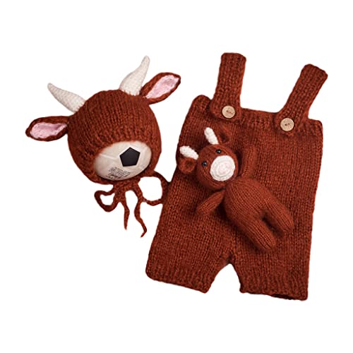 Shntig 3-teiliges gestricktes Kaffeekuh-Outfit für Mützen, Set für Neugeborene, Babys, Fotografie-Requisiten, Kleidung, Fotografien für Infa Shntig 3-teiliges gestricktes Kaffeekuh-Outfit für Mützen, Set für Neugeborene, Babys, Fotografie-Requisiten, Kleidung, Fotografien für Infa von Shntig
