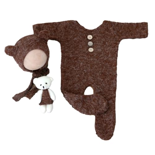Shntig Baby-Kostüm-Set für Neugeborene, Strickkleidung mit Bärenhut und schönen Baby-Foto-Requisiten für Jungen und Mädchen Shntig Baby-Kostüm-Set für Neugeborene, Strickkleidung mit Bärenhut und schönen Baby-Foto-Requisiten für Jungen und Mädchen von Shntig