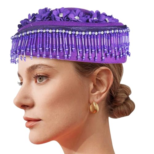 Shntig Elegante Lufthostess Party Hüte mit Nieten Strass Blume Masquerades Party Cosplay für Halloween Rollenspiel Shntig Elegante Lufthostess Party Hüte mit Nieten Strass Blume Masquerades Party Cosplay für Halloween Rollenspiel von Shntig