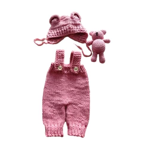 Shntig Foto-Requisiten für Neugeborene, Bärenohren, Strick-Overall, Baby-Foto-Kostüm, Posier-Requisiten, Baby-Foto-Outfits von Shntig