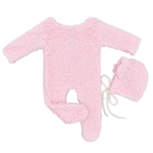 Shntig Foto-Requisiten für Neugeborene, Berber-Fleece-Kostüm, Bären-Ohr-Hut, Baby-Strampler, Fotoshooting-Kleidung, Fotostudio-Requisiten, 2 Stück von Shntig