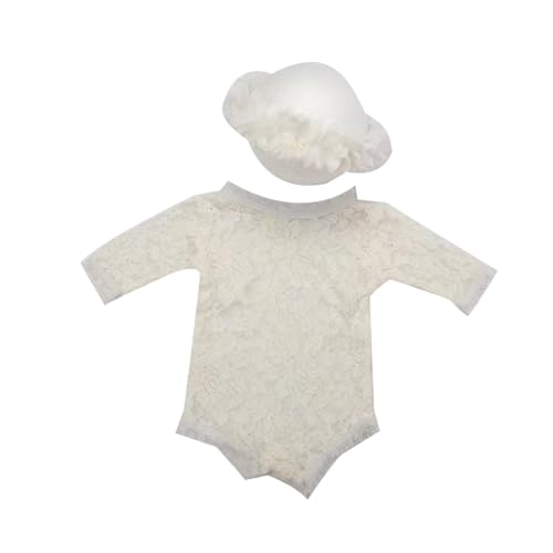 Shntig Foto-Requisiten für Neugeborene, Blume, Stirnband, Spitze, Overall, Baby-Fotografieanzug, Kopfschmuck, durchsichtig, Prinzessinnen-Strampler für Säuglinge von Shntig