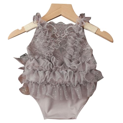 Shntig Foto-Requisiten für Neugeborene, Blumen-Stirnband, rückenfrei, Overall, Posierende Kleidung, Baby-Fotografieanzug, Prinzessinnenkleid, Kleinkind-Kostüm von Shntig