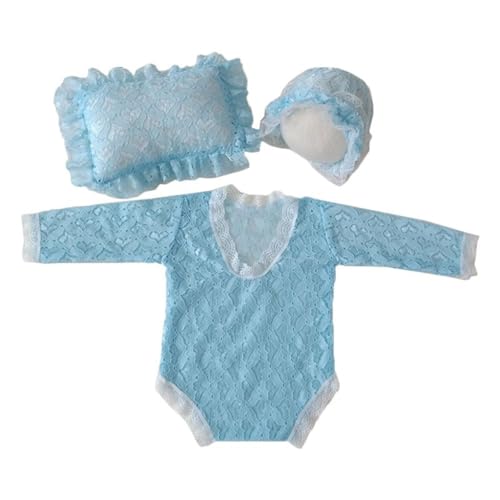 Shntig Foto-Requisiten für Neugeborene, Haube, Spitze, Overall, Posierkissen, Baby-Fotografieanzug, durchsichtig, Prinzessinnen-Strampler von Shntig