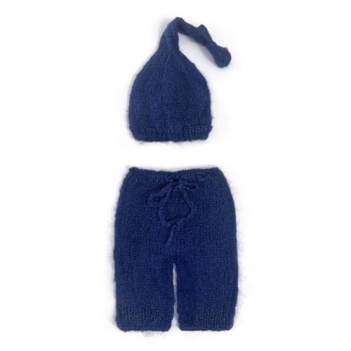Shntig Foto-Requisiten für Neugeborene, Turban-Hut, gehäkelter Overall, Hose, Posierende Kleidung, Baby-Fotografieanzug, Kleinkind-Fotoshooting-Kostüm von Shntig