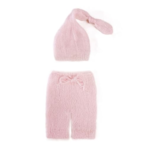 Shntig Foto-Requisiten für Neugeborene, Turban-Hut, gehäkelter Overall, Hose, Posierende Kleidung, Baby-Fotografieanzug, Kleinkind-Fotoshooting-Kostüm von Shntig