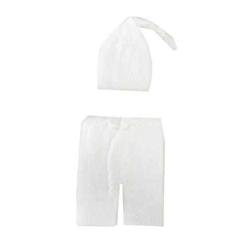 Shntig Foto-Requisiten für Neugeborene, Turban-Hut, gehäkelter Overall, Hose, Posierende Kleidung, Baby-Fotografieanzug, Kleinkind-Fotoshooting-Kostüm von Shntig