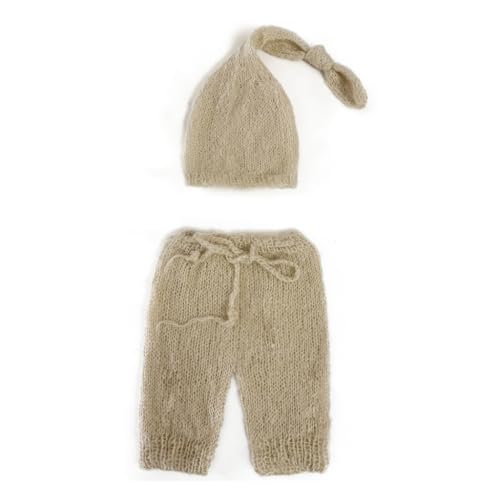 Shntig Foto-Requisiten für Neugeborene, Turban-Hut, gehäkelter Overall, Hose, Posierende Kleidung, Baby-Fotografieanzug, Kleinkind-Fotoshooting-Kostüm von Shntig