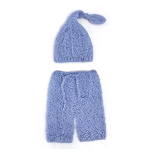 Shntig Foto-Requisiten für Neugeborene, Turban-Hut, gehäkelter Overall, Hose, Posierende Kleidung, Baby-Fotografieanzug, Kleinkind-Fotoshooting-Kostüm von Shntig