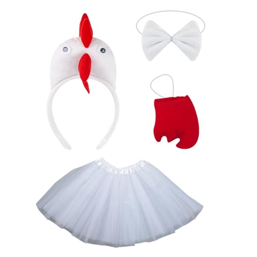 Shntig Hühnerkostüm Set Stirnbänder Hühnchen Kopfbären Rock Krawatte Haare Hähnchen Kostümzubehör Accessoires Shntig Hühnerkostüm Set Stirnbänder Hühnchen Kopfbären Rock Krawatte Haare Hähnchen Kostümzubehör Accessoires von Shntig