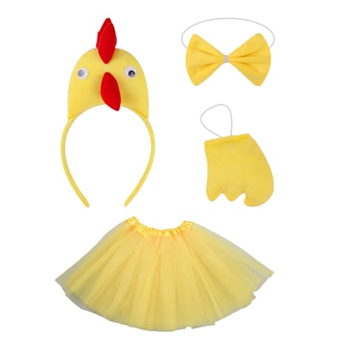 Shntig Hühnerkostüm Set Stirnbänder Hühnchen Kopfbären Rock Krawatte Haare Hähnchen Kostümzubehör Accessoires Shntig Hühnerkostüm Set Stirnbänder Hühnchen Kopfbären Rock Krawatte Haare Hähnchen Kostümzubehör Accessoires von Shntig