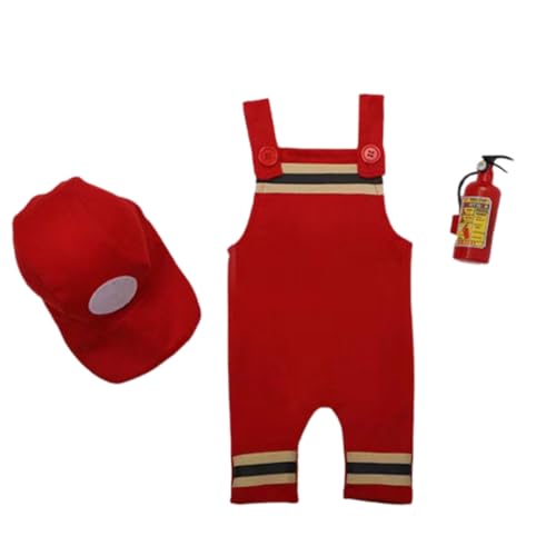 Shntig Neugeborenes Feuerwehrmann Kostüm für Fotografie Foto Kleidung Hut Strampelanzug Foto Requisiten 0-3M Baby Foto Outfit Shntig Neugeborenes Feuerwehrmann Kostüm für Fotografie Foto Kleidung Hut Strampelanzug Foto Requisiten 0-3M Baby Foto Outfit von Shntig