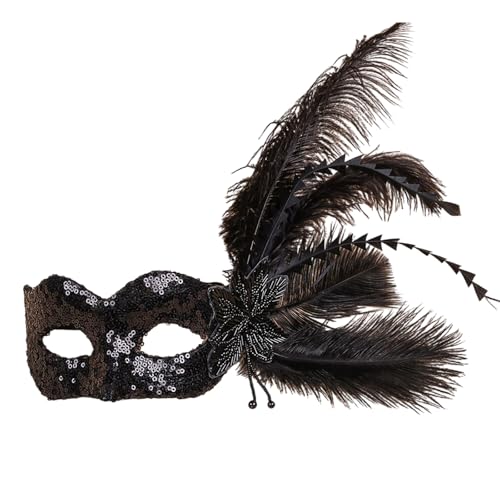 Shntig Pailletten Venezianer Maske Gefiederte Halbe Gesichtsmaske Eyemask Für Maskeraden Proms Halloween Party Cosplay Fotoshootte Masqueraden von Shntig