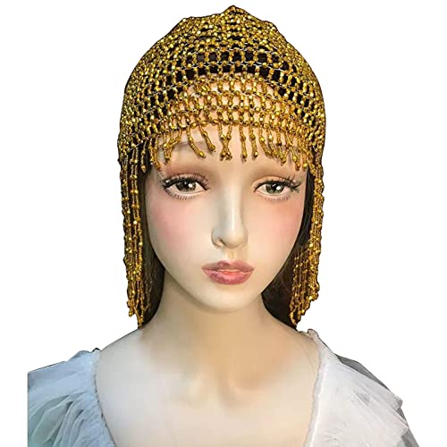 Shntig Perlenkappe Kopfbedeckung Bauch Tanz Haar Accessoire Exotische Cleopatras Kopfbedeckungen Für 1920 Gatsbys Themenparty Proms von Shntig