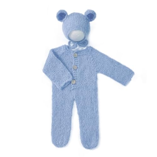 Shntig Schöne Foto-Requisiten für Neugeborene, Jungen, Mädchen, Outfits aus Mohair, Bär, Mütze, Haube und Fuß, Strampler, Bodysuit, Fotoshooting-Kostüm Shntig Schöne Foto-Requisiten für Neugeborene, Jungen, Mädchen, Outfits aus Mohair, Bär, Mütze, Haube und Fuß, Strampler, Bodysuit, Fotoshooting-Kostüm von Shntig