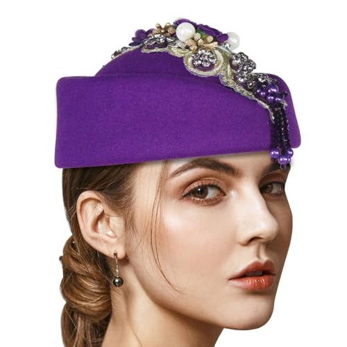 Shntig Stewardess-Hut mit Perlen, 1920er-Jahre, Cocktail-Party-Requisiten, Wollmützen, Flapper, Bowler-Hut, Maskeraden, Party-Kopfschmuck Shntig Stewardess-Hut mit Perlen, 1920er-Jahre, Cocktail-Party-Requisiten, Wollmützen, Flapper, Bowler-Hut, Maskeraden, Party-Kopfschmuck von Shntig