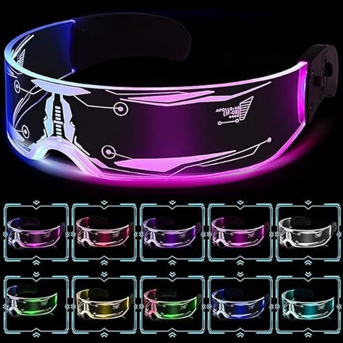 Shop-UP! Cyber Punk LED Brille für Partys und Rave-Musik, transparent, wählen Sie das passende Modell (Wireless) von Shop-UP!