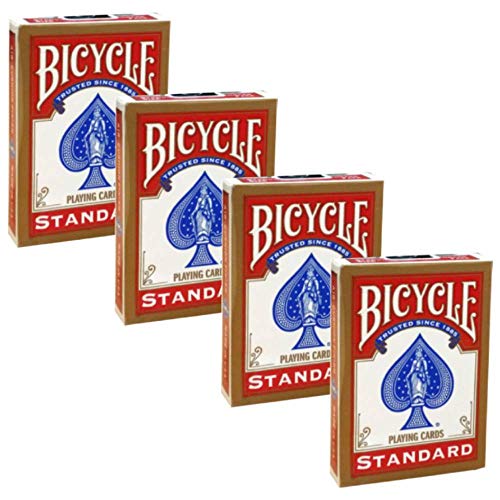 Shop4top 4 Decks Bicycle Rider Back Standard Index Spielkarten Karten Zaubertricks Rot von Shop4top