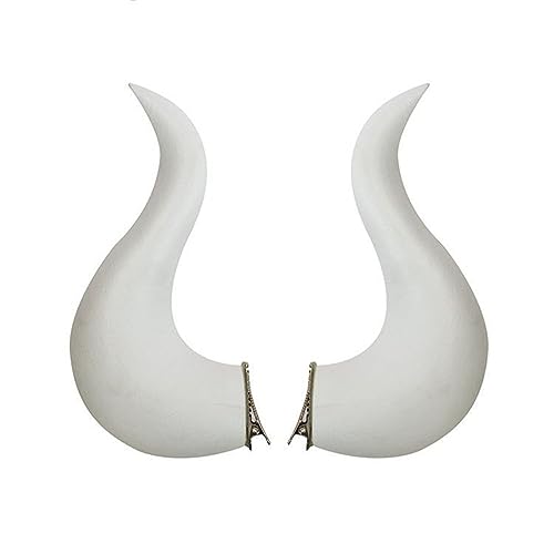 Shopular Weiße Horn-Clips für Bowsette Albedo Cosplay Kostüm Halloween Kopfbedeckung Haarspange Haarnadel Anime Merch Requisite Zubehör, 20 cm von Shopular
