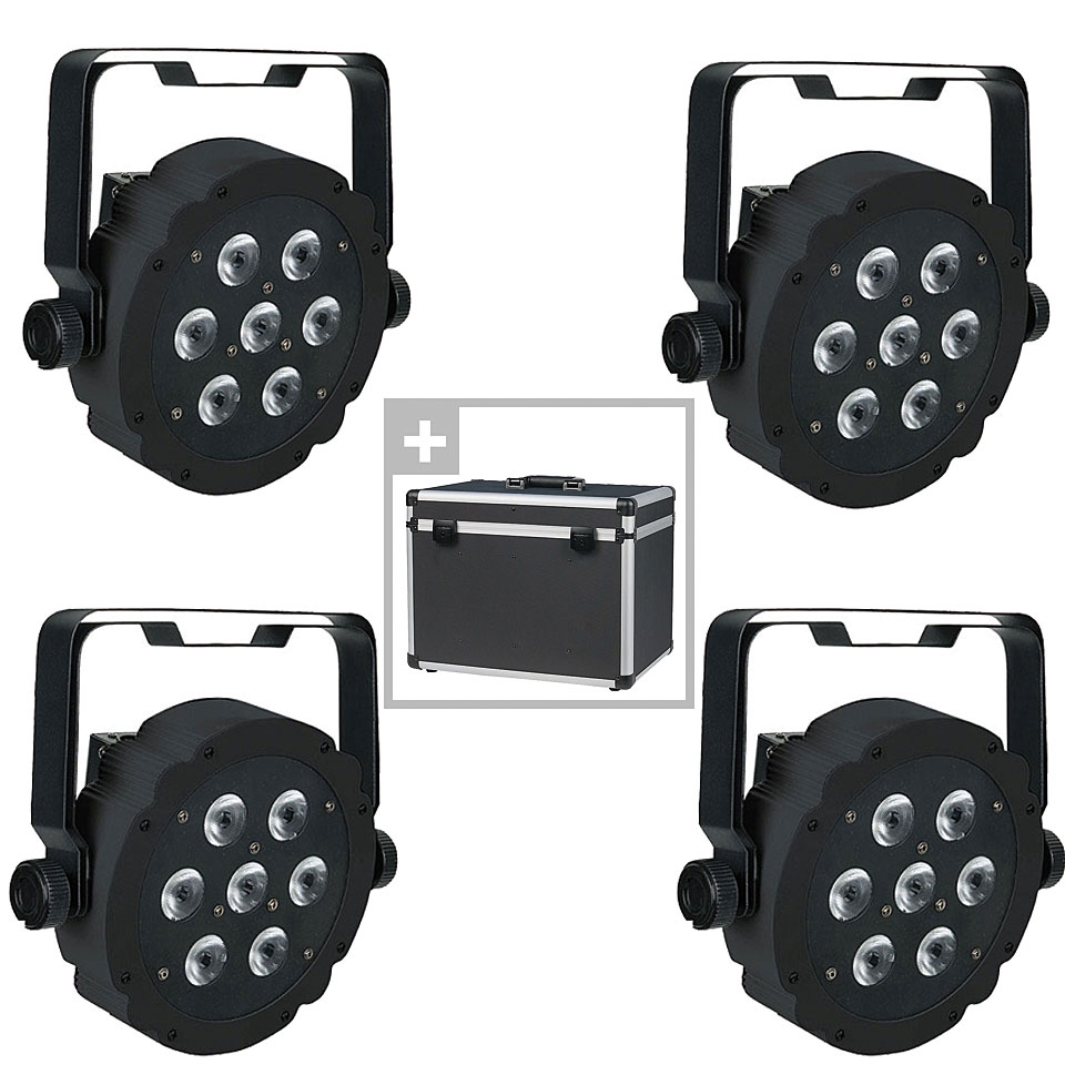Showtec Compact Par 7 Tri Black 4pack + Case LED-Leuchte Showtec Compact Par 7 Tri Black 4pack + Case LED-Leuchte von Showtec