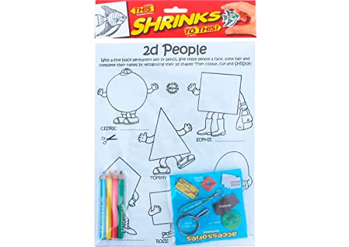 Magisches Kunststoff-Set 2D People mit 6 Designs und Zubehör von Shrinkles