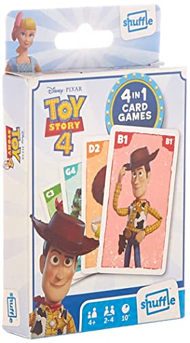 Shuffle Toy Story 4 Kartenspiele für Kinder – 4-in-1 Snap, Paare, glückliche Familien und Action-Spiel, tolles Geschenk für Kinder ab 4 Jahren von Shuffle