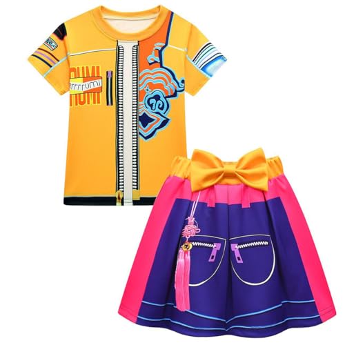 Dämonen-Jagdkleidung, Halloween-Kostüm, Rum, gelbes Hemd und Kleid, 2-teiliges Set, 90–100 cm von Shukqueen