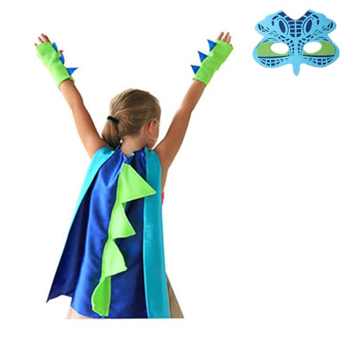 Kinder-Dinosaurier-Umhang, Armband, Maske, Set, Halloween-Kostüm, Kindertag, Geburtstag, Party, Umhang, Performance-Kostüm, Himmelblau von Shukqueen