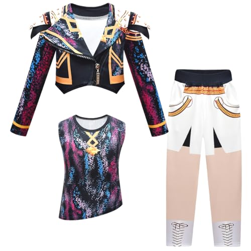 Shukqueen Dämonen-Jagdkleidung, Halloween-Kostüm, Zoe, Oberteil und Hose, 3-teiliges Set, 90–100 cm von Shukqueen