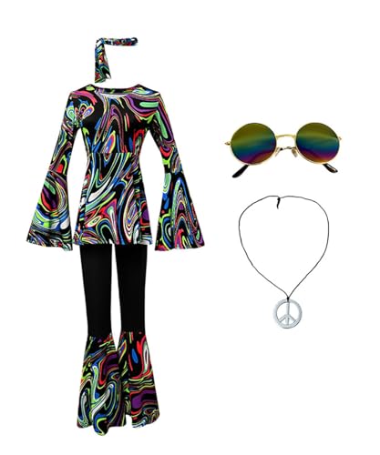 Shukqueen Damen Disco-Tanzbekleidung, Anzug, Stirnband, Oberteil, Hose, Halloween-Kostüm, schwarz, gestreift, Größe M Shukqueen Damen Disco-Tanzbekleidung, Anzug, Stirnband, Oberteil, Hose, Halloween-Kostüm, schwarz, gestreift, Größe M von Shukqueen