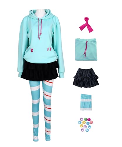 Shukqueen Damen-Kostüm Vanellop, Cosplay-Kostüm, mit Kapuze + Rock + Hose, Rollenanzug, Halloween, Party, Performance-Kostüm, Größe XL von Shukqueen