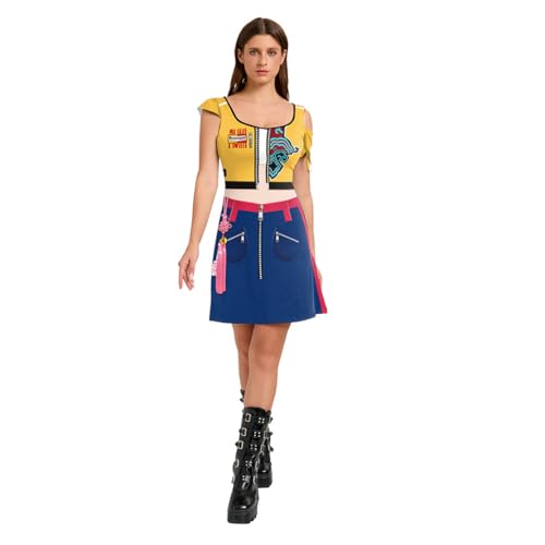 Shukqueen Damenkostüm Dämonenjagd, Halloween-Kostüm, gelb-blau, bedruckt, Größe XL von Shukqueen