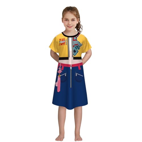 Shukqueen Halloween-Kostüm für Mädchen, Dämonenjagd, Gelb / Blau, bedruckt, Größe S von Shukqueen