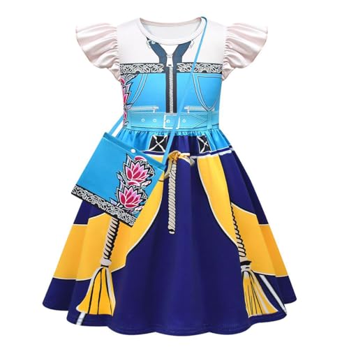 Shukqueen Halloween-Kostüm für Mädchen, Jäger-Sänger, Blau, mit Tasche, 90–100 cm Shukqueen Halloween-Kostüm für Mädchen, Jäger-Sänger, Blau, mit Tasche, 90–100 cm von Shukqueen