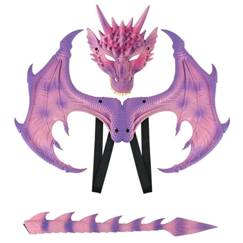 Shukqueen Halloween RP Ultraleichtes Drachen-Set, Kinder-Party-Dekoration, Drachenmaske, Flügel, Schwanz, Cosplay, Verkleidung, Requisiten, Rosa, M Shukqueen Halloween RP Ultraleichtes Drachen-Set, Kinder-Party-Dekoration, Drachenmaske, Flügel, Schwanz, Cosplay, Verkleidung, Requisiten, Rosa, M von Shukqueen